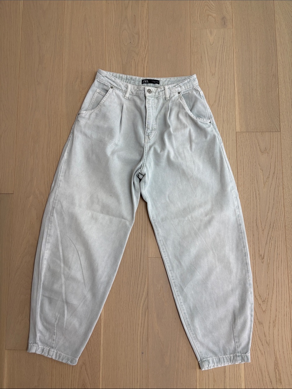 Zara Pale Blue High-Rise Tapered Jeans